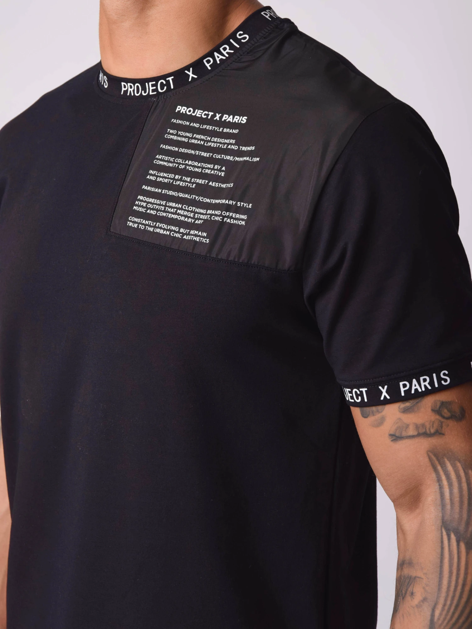 Tee-shirt Empiècement Ton Sur Ton Nylon 5 Tee-shirt Empiècement Ton Sur Ton Nylon – Image 3