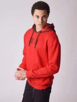 Hoodie Capuche à Carreaux Bicolore -Monsieur Chic Soldes Boutique 2120106 2