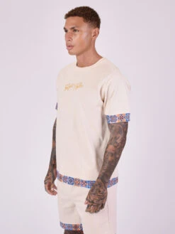 Tee-shirt Manches Courtes Avec Motifs "azulejos" -Monsieur Chic Soldes Boutique 2210188 2