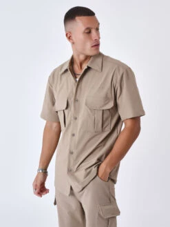 Chemise Manches Courtes Uni Texturé -Monsieur Chic Soldes Boutique 2310034 2