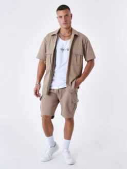 Chemise Manches Courtes Uni Texturé