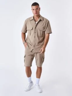 Chemise Manches Courtes Uni Texturé -Monsieur Chic Soldes Boutique 2310034 4