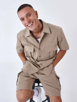 Chemise Manches Courtes Uni Texturé -Monsieur Chic Soldes Boutique 2310034 5