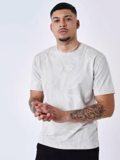 Tee-shirt Motif Liquid Marble -Monsieur Chic Soldes Boutique 2310054 2