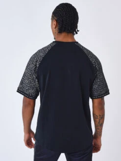 Tee Shirt à Manches All Over Labyrinthe -Monsieur Chic Soldes Boutique 2310063 8
