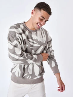Sweat Col Rond Motif All Over Végétal Abstrait 12 Sweat Col Rond Motif All Over Végétal Abstrait -Monsieur Chic Soldes Boutique 2310075 4