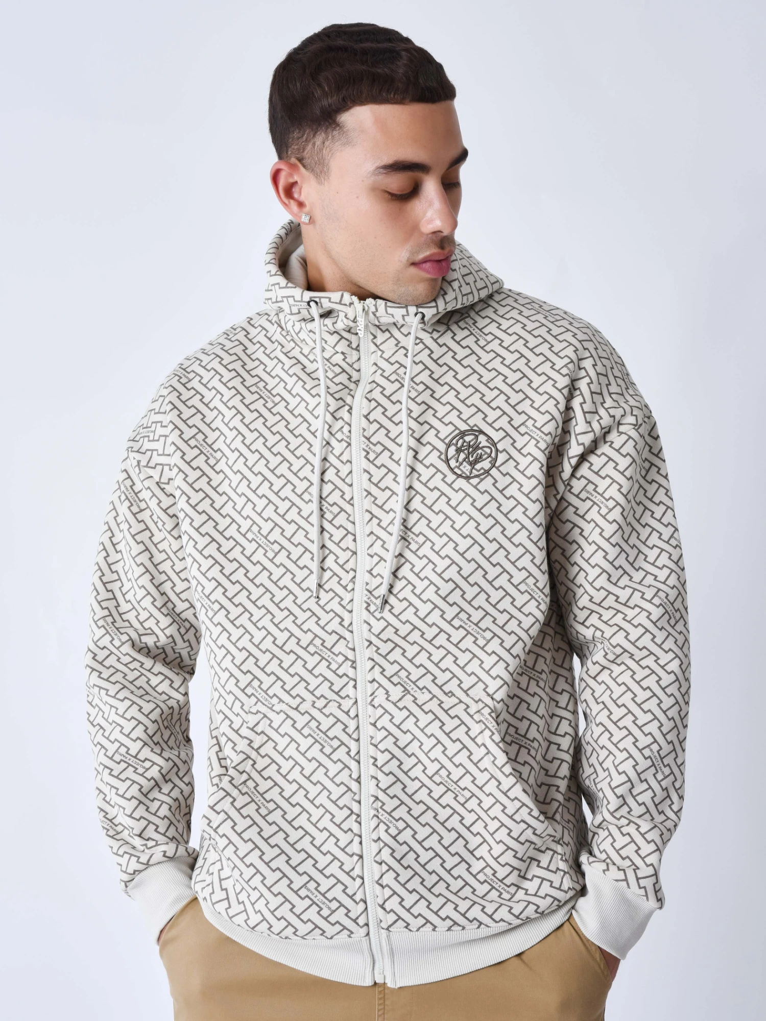 Sweat à Capuche Zippé Imprimé Monogramme 5 Sweat à Capuche Zippé Imprimé Monogramme – Image 3