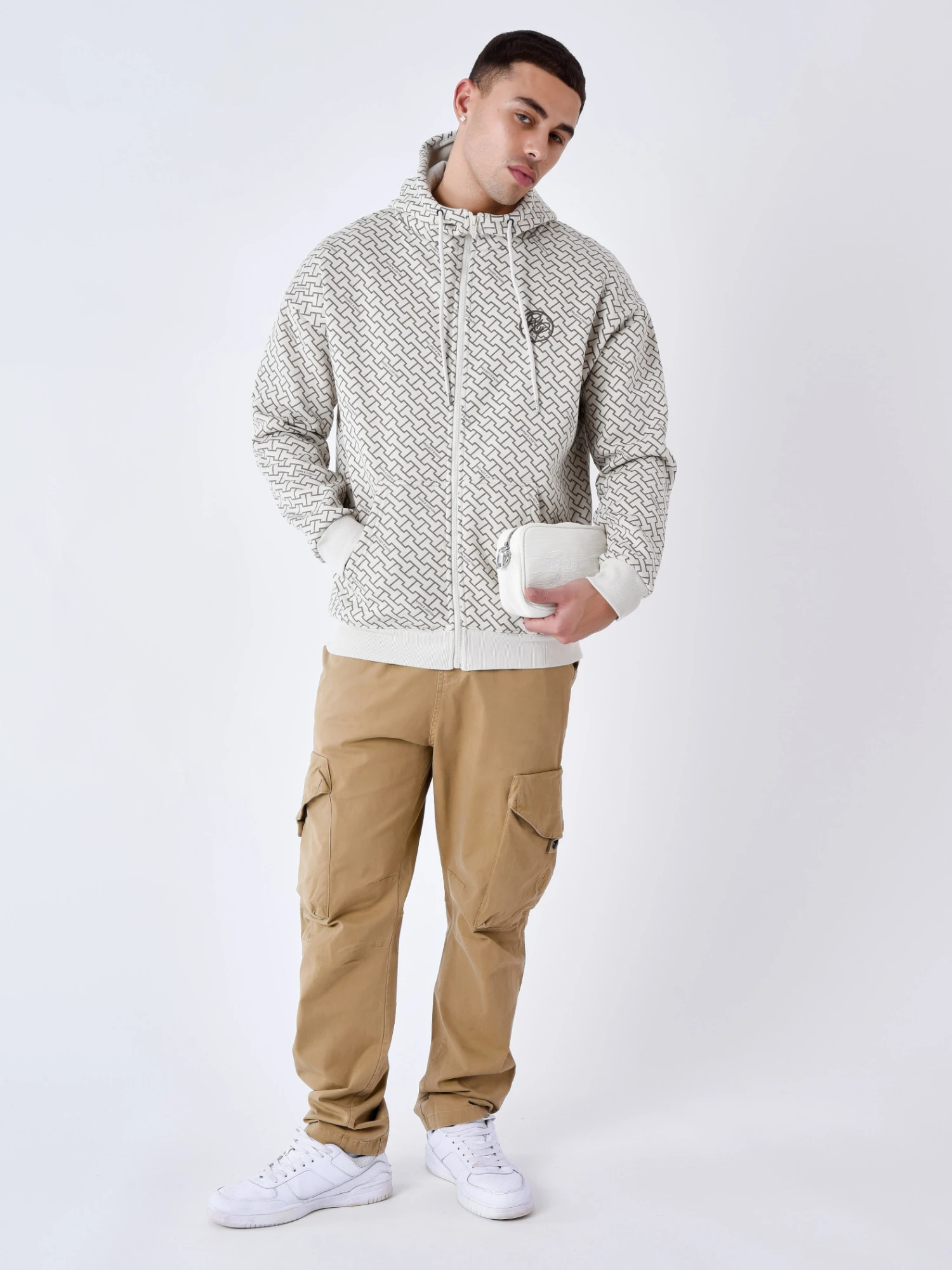 Sweat à Capuche Zippé Imprimé Monogramme 6 Sweat à Capuche Zippé Imprimé Monogramme – Image 4