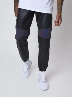 Bas De Jogging Simili Cuir Avec Empiècement Réfléchissant -Monsieur Chic Soldes Boutique bas de jogging simili cuir avec empiecement reflechissant 2040087 1 3