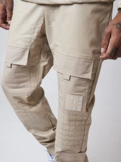 Bas De Jogging Simili Cuir Empiècement Matelassé