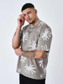 Tee-shirt All Over Esquisse Fleurie -Monsieur Chic Soldes Boutique fl01 2