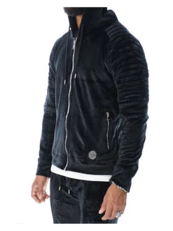 Hoodie Zippé En Velours 88162218 -Monsieur Chic Soldes Boutique hoodie zippe en velours 88162218 2