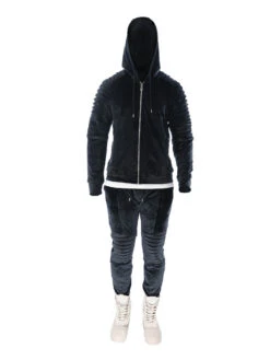 Hoodie Zippé En Velours 88162218 -Monsieur Chic Soldes Boutique hoodie zippe en velours 88162218 3