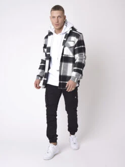 Surchemise Unisexe à Motif Carreaux Noir Et Blanc -Monsieur Chic Soldes Boutique ih21601 5