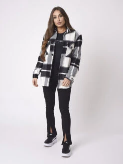 Surchemise Unisexe à Motif Carreaux Noir Et Blanc -Monsieur Chic Soldes Boutique ih21601 6