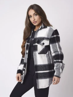 Surchemise Unisexe à Motif Carreaux Noir Et Blanc -Monsieur Chic Soldes Boutique ih21601 7