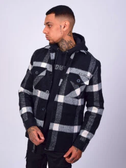 Surchemise Unisexe à Motif Maxi Carreaux Blanc Et Noir