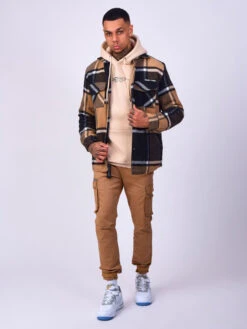 Surchemise Unisexe à Motif Carreaux Beige Et Noir