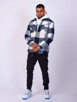 Surchemise Unisexe à Motif Maxi Carreaux Blanc Et Bleu