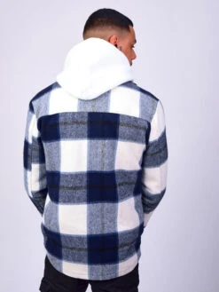 Surchemise Unisexe à Motif Maxi Carreaux Blanc Et Bleu -Monsieur Chic Soldes Boutique ih21615 3