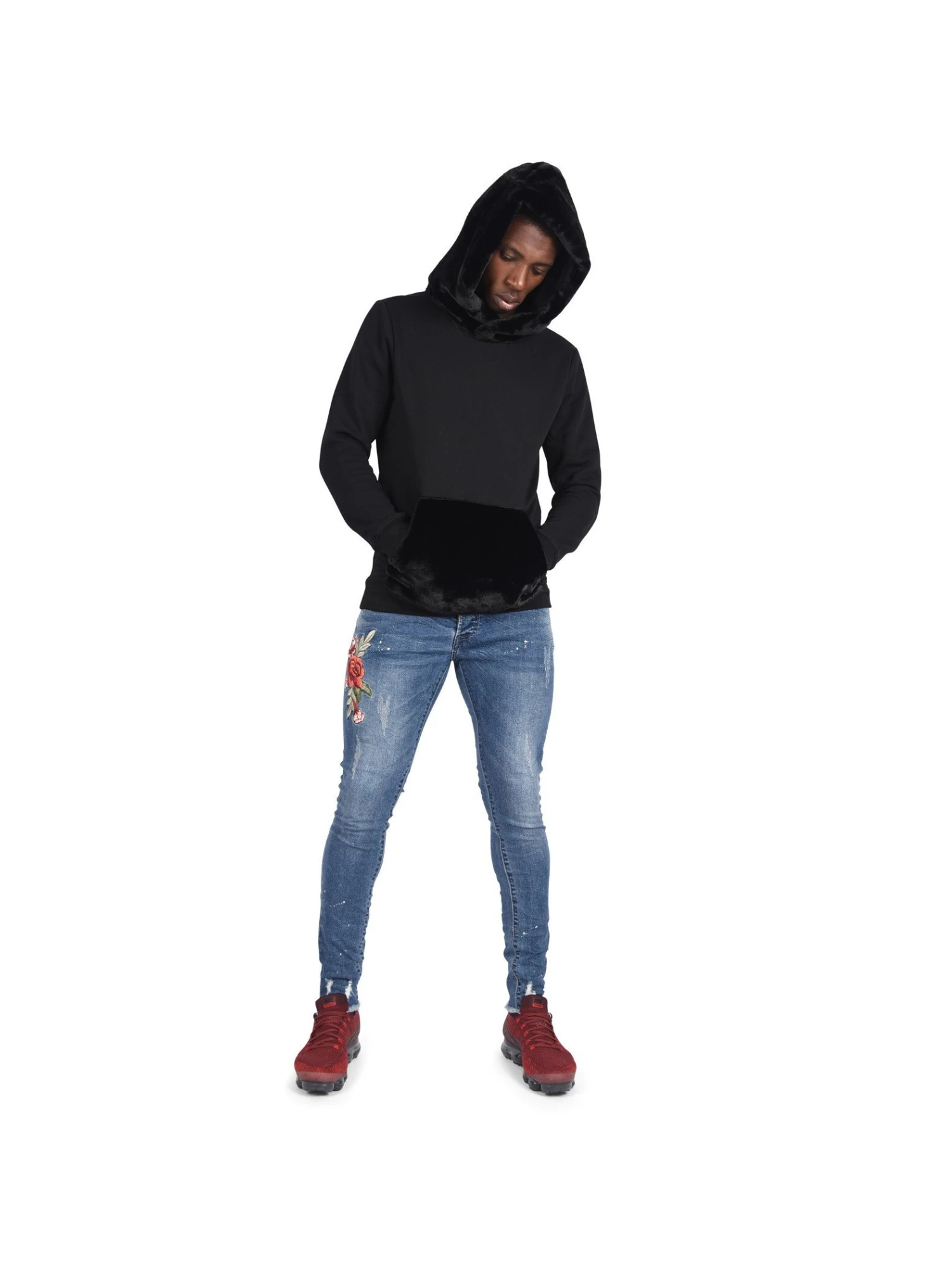 Jean Skinny Bleu Rose Brodée 5 Jean Skinny Bleu Rose Brodée – Image 3