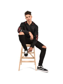 Jean Skinny Destroy Effet Taches De Peinture -Monsieur Chic Soldes Boutique jean skinny dechirure genoux taches peinture 88170003 2