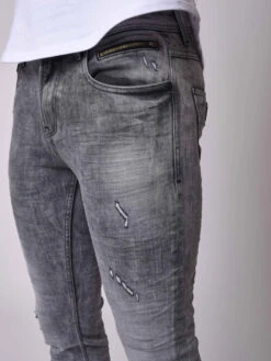 Jean Skinny Fit Basic Délavage Gris Effet Usé -Monsieur Chic Soldes Boutique jean skinny fit basic delavage gris effet use 5