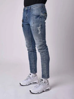 Jean Skinny Fit Délavage Bleu Brut, Tacheté , Zips Apparent Côté 10 Jean Skinny Fit Délavage Bleu Brut, Tacheté , Zips Apparent Côté -Monsieur Chic Soldes Boutique jean skinny fit delavage bleu brut tachete zips apparent cote homme project x paris 2