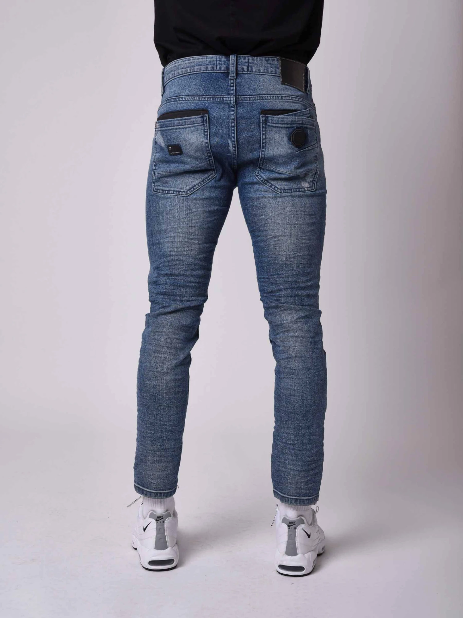 Jean Skinny Fit Délavage Bleu Brut, Tacheté , Zips Apparent Côté 6 Jean Skinny Fit Délavage Bleu Brut, Tacheté , Zips Apparent Côté – Image 4