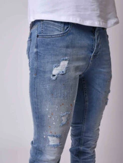 Jean Skinny Fit Délavage Bleu Clair Tacheté Effet Usé 11 Jean Skinny Fit Délavage Bleu Clair Tacheté Effet Usé -Monsieur Chic Soldes Boutique jean skinny fit delavage bleu clair tachete effet use 2