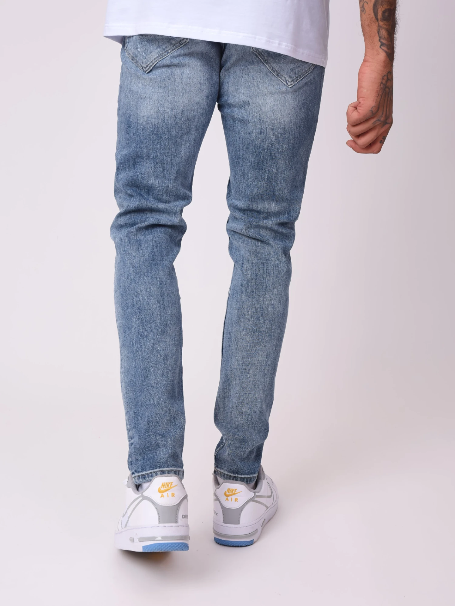 Jean Skinny Bleu Délavé Avec Trou 7 Jean Skinny Bleu Délavé Avec Trou – Image 5