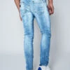 Jean Slim Délavé Effet Usé Bleu Clair 1 Jean Slim Délavé Effet Usé Bleu Clair -Monsieur Chic Soldes Boutique jean slim delave effet use bleu clair homme project x paris t18905