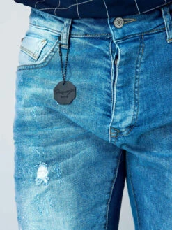 Jean Slim Délavé Effet Usé Bleu Clair -Monsieur Chic Soldes Boutique jean slim delave effet use bleu clair homme project x paris t18905 2