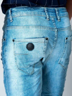 Jean Slim Délavé Effet Usé Bleu Clair -Monsieur Chic Soldes Boutique jean slim delave effet use bleu clair homme project x paris t18905 5