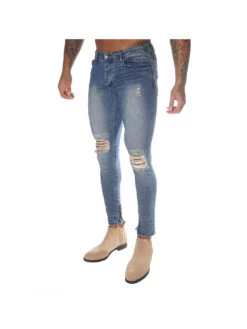 Jean Slim Zippé Destroy 88169963 -Monsieur Chic Soldes Boutique jean slim zippe destroy 88169963 1