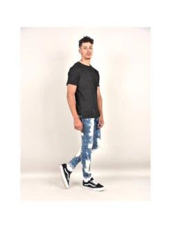 Jean Bleu Délavé Et Tacheté