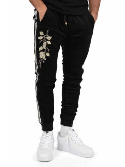 Pantalon De Jogging Velvet Bandes Contrastantes Et Patch Floral Doré -Monsieur Chic Soldes Boutique pantalon de jogging velvet bandes contrastantes et patch floral dore homme project x paris 3