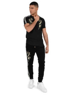 Pantalon De Jogging Velvet Bandes Contrastantes Et Patch Floral Doré -Monsieur Chic Soldes Boutique pantalon de jogging velvet bandes contrastantes et patch floral dore homme project x paris 4