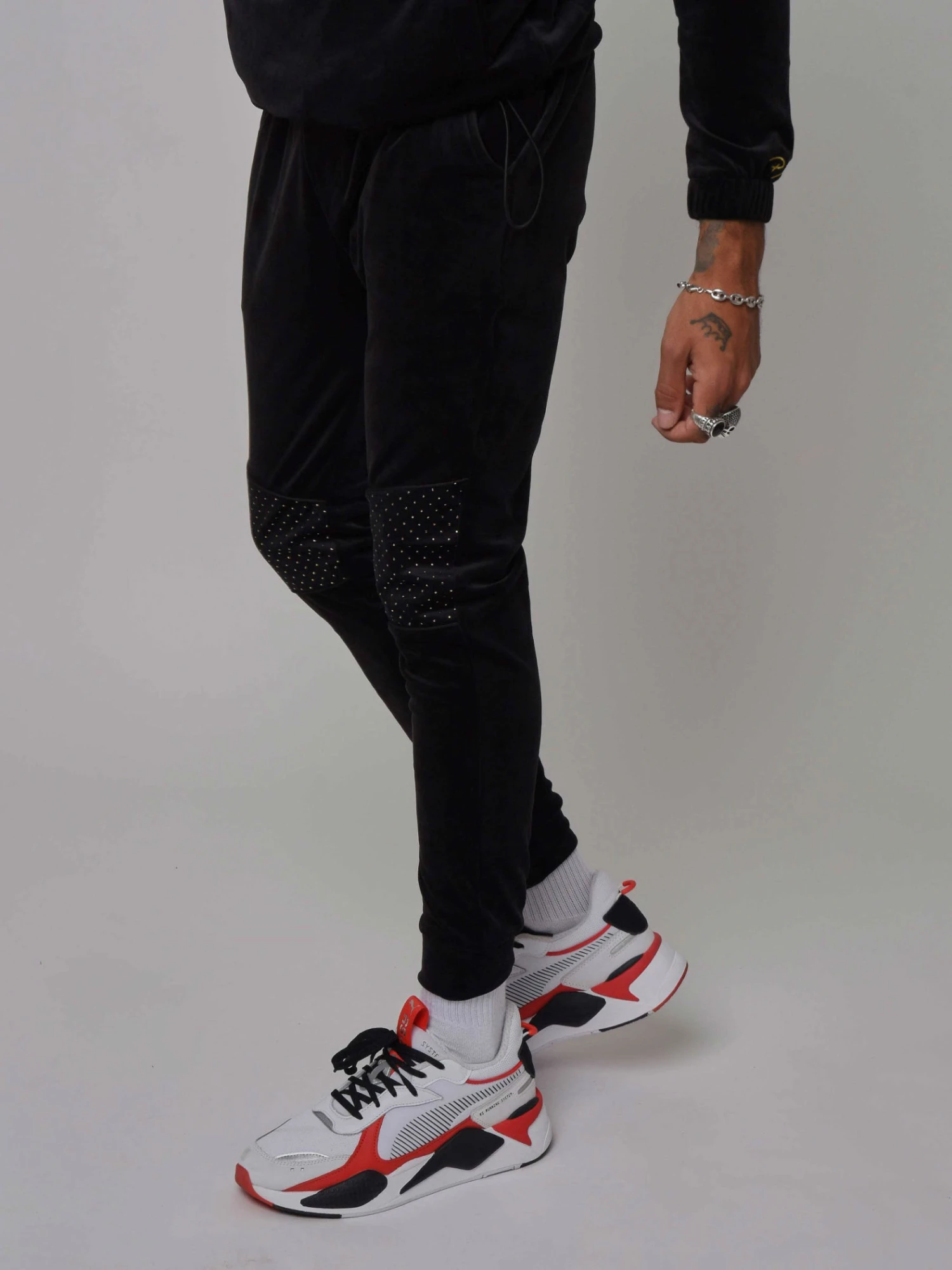 Pantalon De Jogging Velvet à Empiècement Clous Dorés 3 Pantalon De Jogging Velvet à Empiècement Clous Dorés