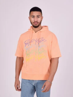 Sweat à Capuche Manches Courtes Logos Arc En Ciel