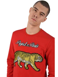 Sweat Brodé Tiger Liseré Contrastant 8 Sweat Brodé Tiger Liseré Contrastant -Monsieur Chic Soldes Boutique sweat brode tiger lisere contrastant homme project x paris 1