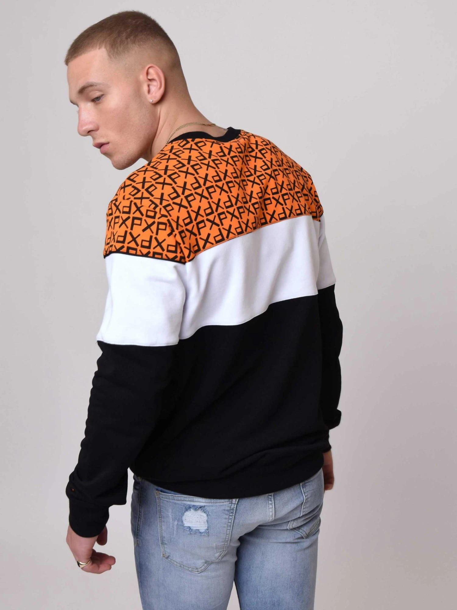 Sweat Col Rond Avec Empiècement PXP All Over Et Broderie Logo 5 Sweat Col Rond Avec Empiècement PXP All Over Et Broderie Logo – Image 3