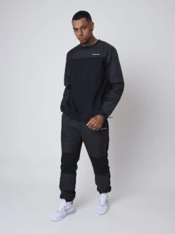 Monsieur Chic Soldes Boutique 27 Monsieur Chic Soldes Boutique -Monsieur Chic Soldes Boutique sweat col rond empiecement nylon matelasse carre 1