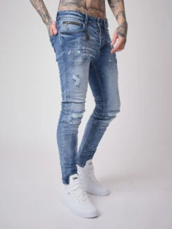 Jean Skinny Effet Usé Et Gratté