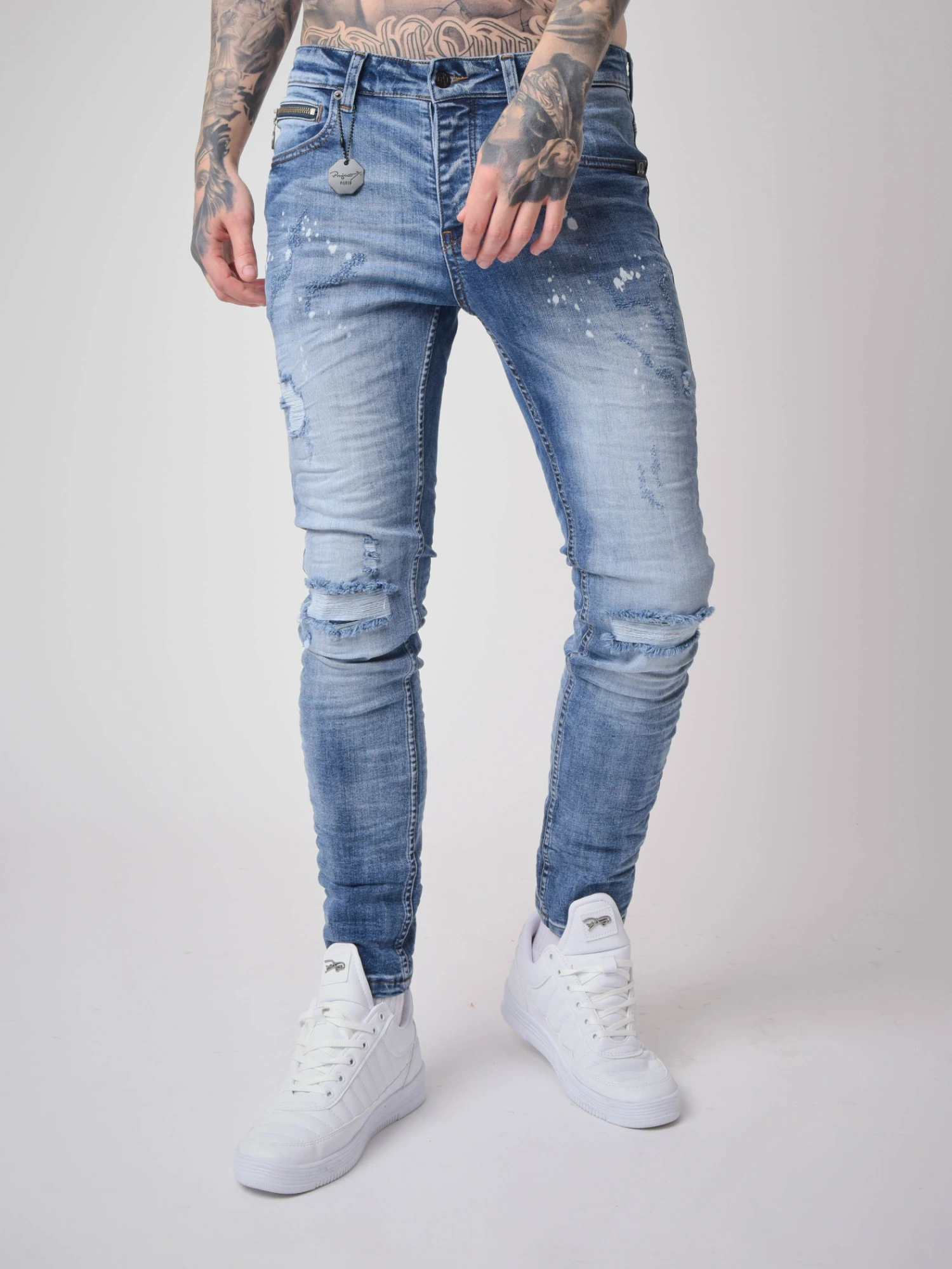 Jean Skinny Effet Usé Et Gratté 6 Jean Skinny Effet Usé Et Gratté – Image 4