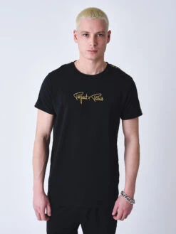 Tee Shirt Classique Bandes Brodé épaule -Monsieur Chic Soldes Boutique tee shirt classique bandes brode epaule 2