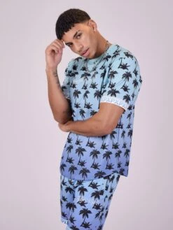 Tee-shirt Imprimé Palmier Dégradé -Monsieur Chic Soldes Boutique tee shirt imprime palmier degrade 5
