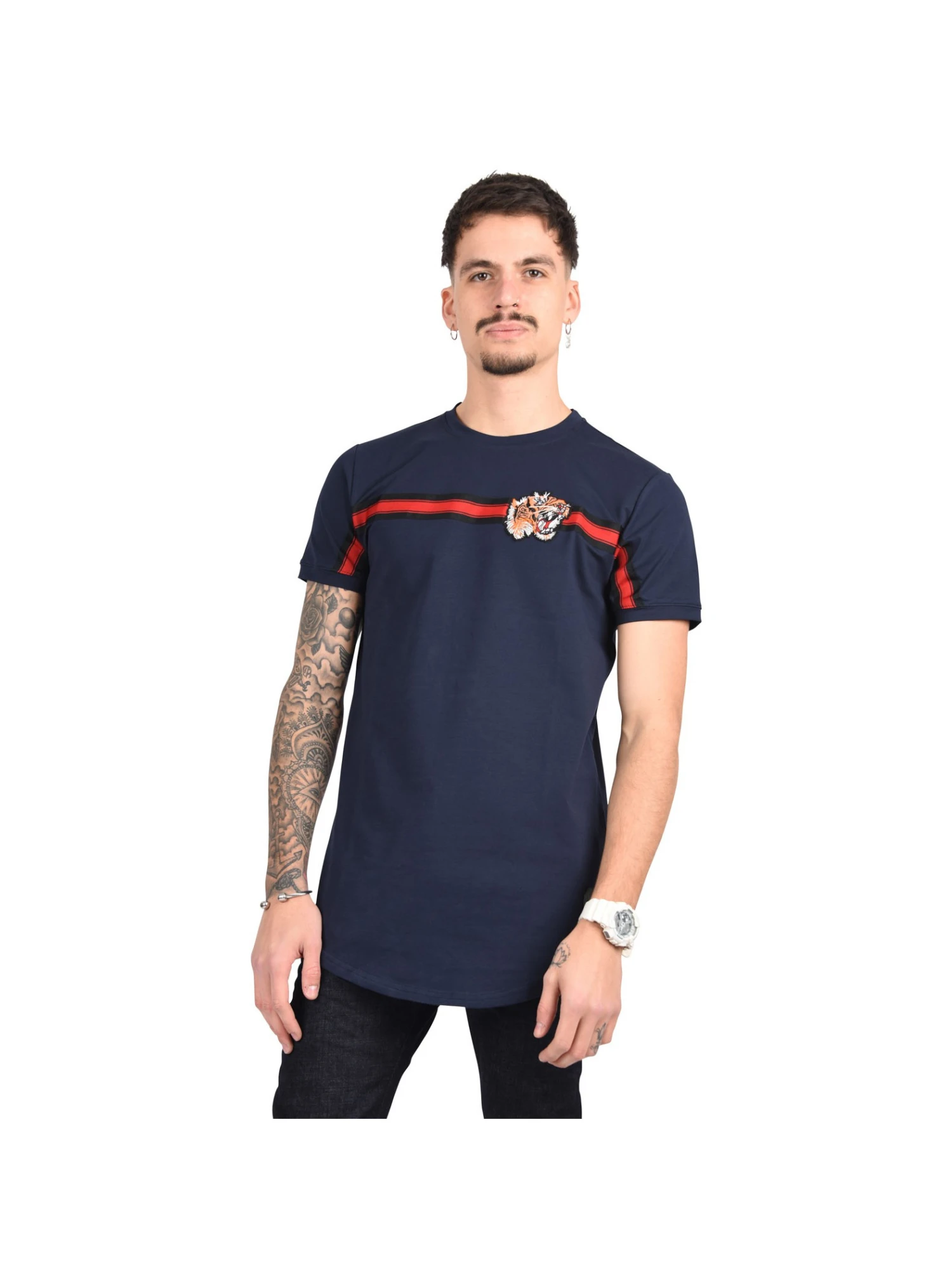 Tee Shirt Tigre Brodé Bande Sur Le Torse 3 Tee Shirt Tigre Brodé Bande Sur Le Torse