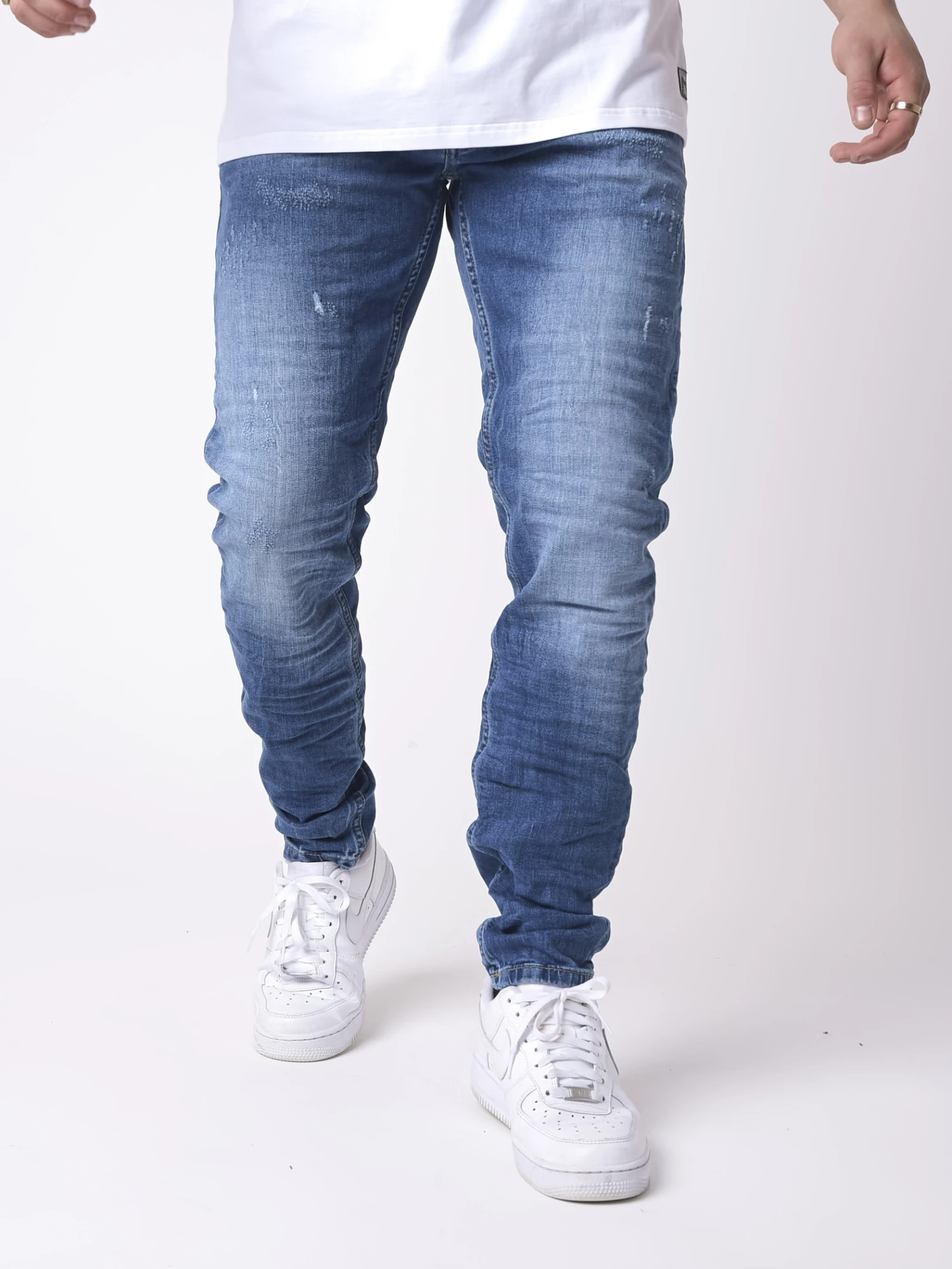 Jean Skinny Wash Bleu Effet Usé Gratté 4 Jean Skinny Wash Bleu Effet Usé Gratté – Image 2