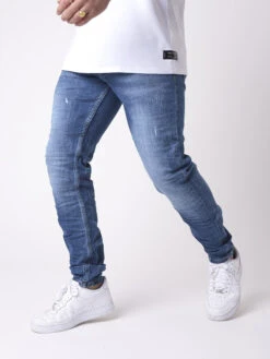 Jean Skinny Wash Bleu Effet Usé Gratté 10 Jean Skinny Wash Bleu Effet Usé Gratté -Monsieur Chic Soldes Boutique tp21006 3